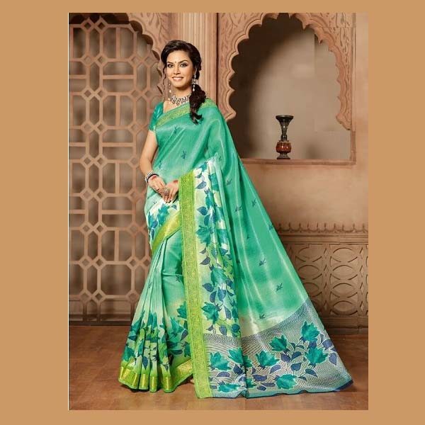 Silk Art Work Green Saree