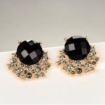 Fashion Vintage Black Stone Gem Crystal Stud Earring-2